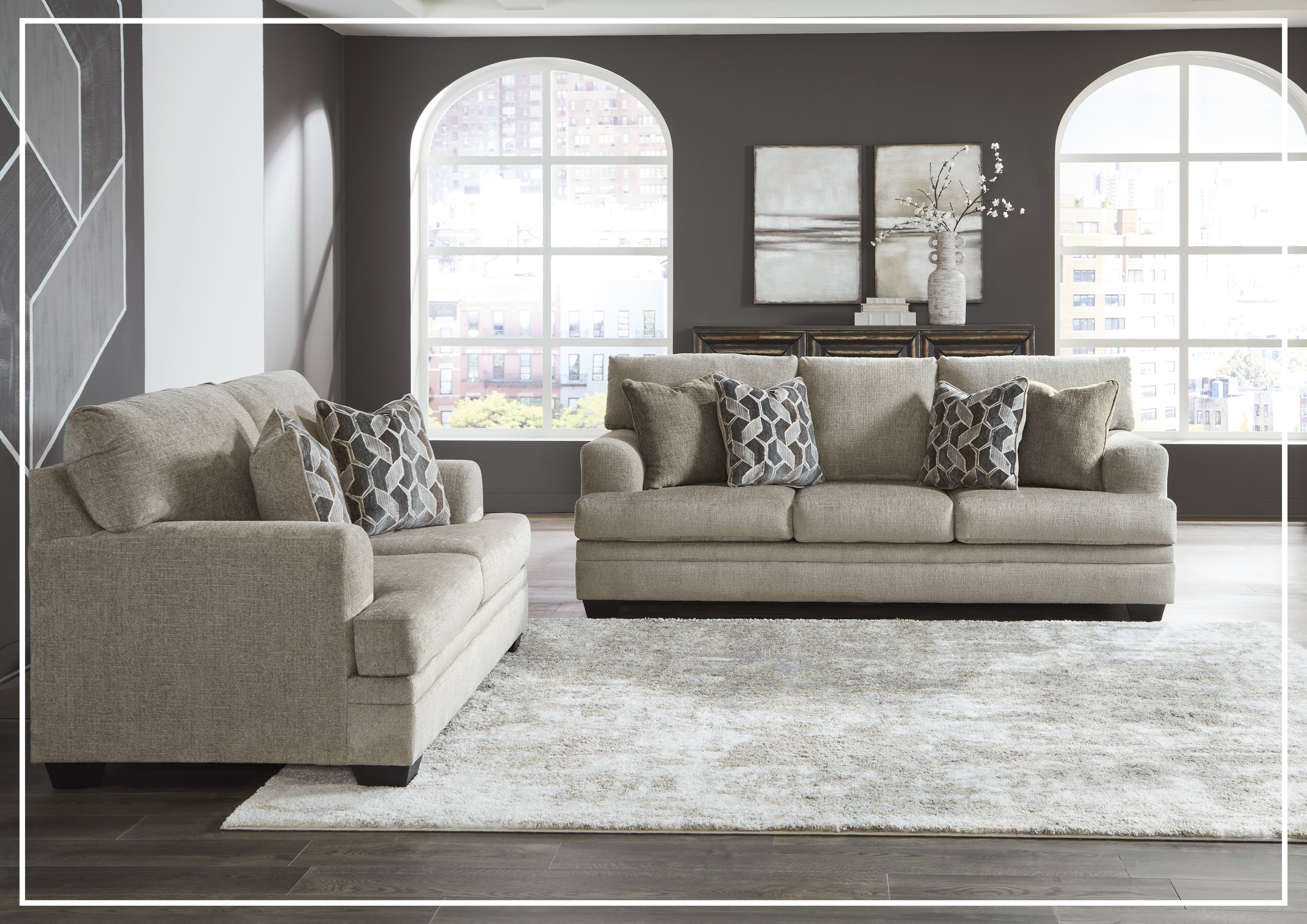 Gio Italia Seabrook 3-Seater Sofa in Taupe - Modern Upholstered Living Room Furniture for Home & Office Comfort