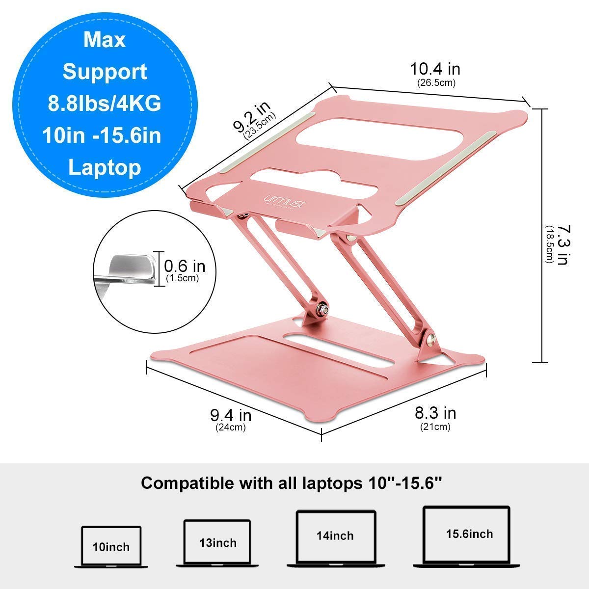 Ergonomic Adjustable Laptop Stand & Phone Holder Set - Rose Gold | Portable Computer Riser for Home Office, Dorm & Travel Use