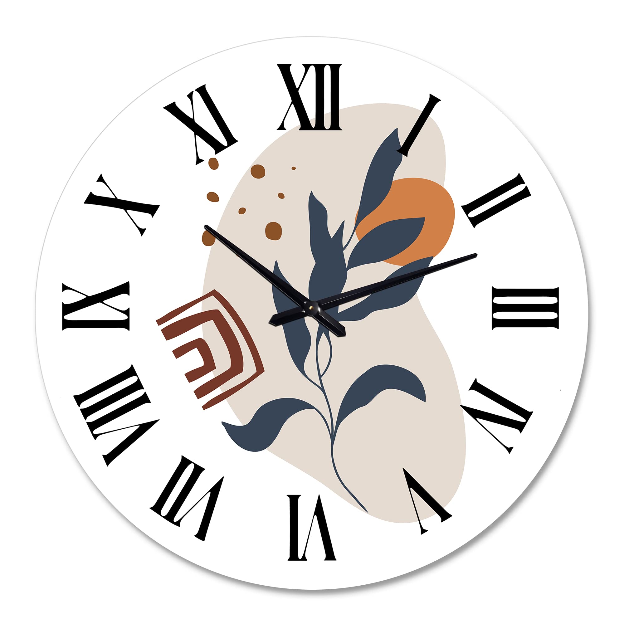 DesignQ Modern Abstract Floral Wall Clock - Minimalist Large Wall Art for Living Room, Bedroom & Office Decor | Perfect for Home, Office & Gift Giving