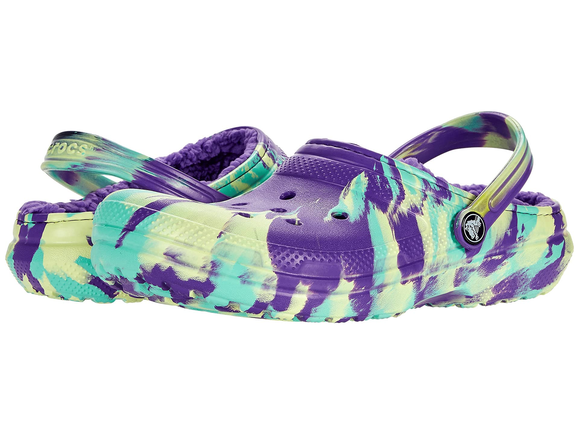 Crocs Unisex Kids' Classic Marbled Tie Dye Lined Clogs - Comfortable Slip-On Water Shoes for Boys & Girls - Perfect for School, Beach, and Outdoor Play