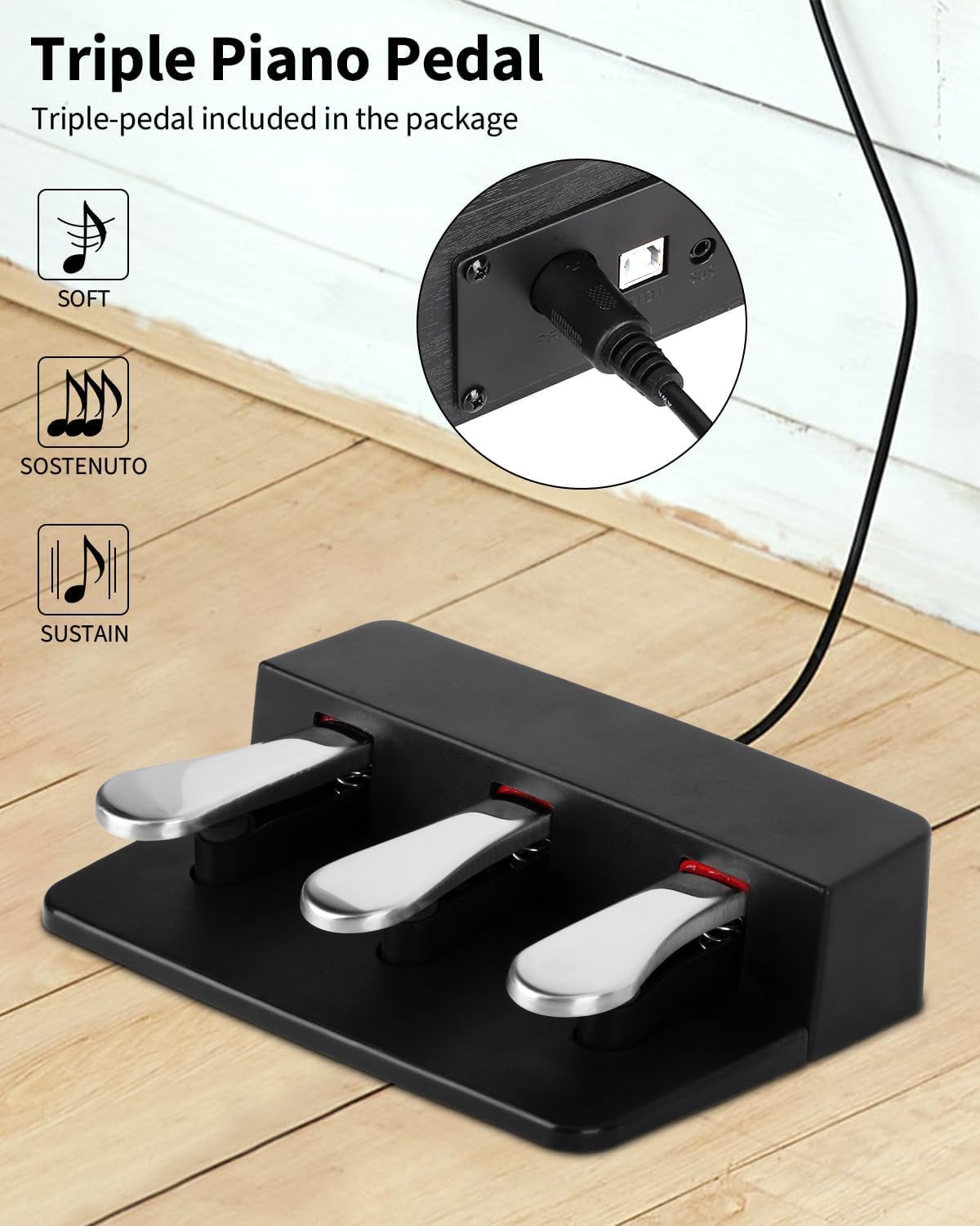 88-Key Digital Piano for Beginners - Full-Size Weighted Hammer Action Electric Keyboard with 200 Voices, 200 Rhythms & 89 Demo Songs | Includes 3 Piano Pedals & Power Adapter | Perfect for Home Practice, Music Lessons & Studio Recording