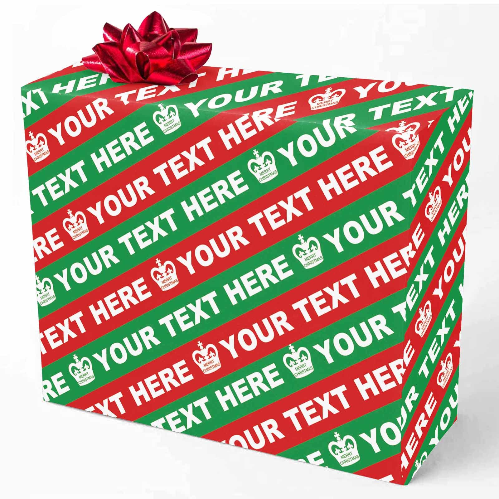 MyPupSocks Personalized Christmas Wrapping Paper Roll - Custom Name Text & Crown Design Gift Wrap for Women, Men, Kids, Baby (58x23 Inches, 3 Rolls) - Perfect for Birthday, Holiday & Christmas Presents