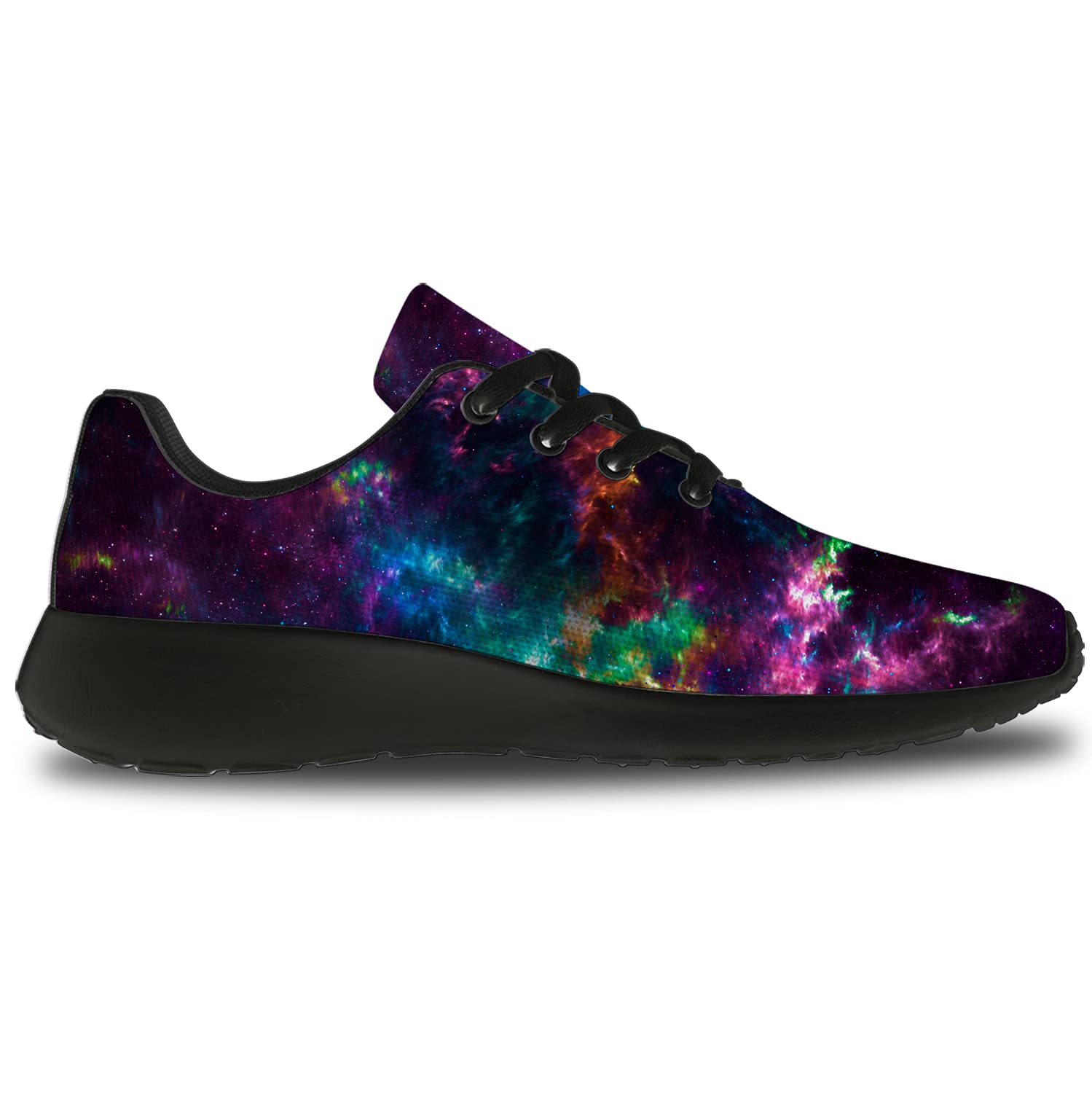 Galaxy Running Shoes for Women & Men - Lightweight Walking & Tennis Sneakers with Rainbow Space Nebula Design - Perfect for Jogging, Gym, Casual Wear - Size 4 Men/6 Women in Black