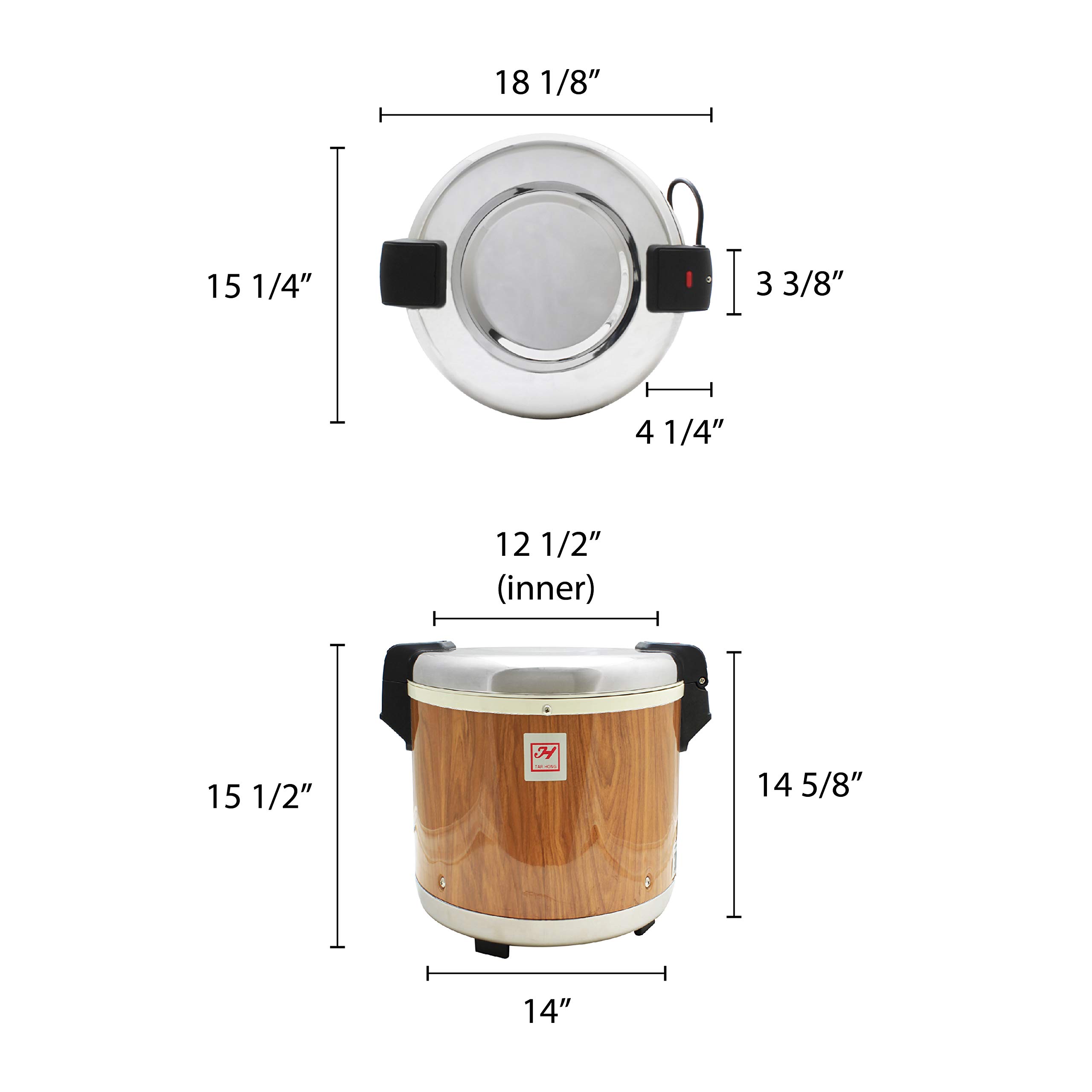 Excellante SEJ21000 Commercial 50-Cup Rice Warmer with Wood-Grain Design - Perfect for Restaurants, Catering & Buffets - Keep Rice Fresh & Warm for Hours
