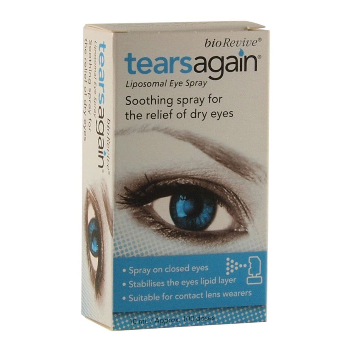 Biorevive Tears Again Liposomal Eye Spray 10ml - Dry Eye Relief & Hydration for Contact Lens Wearers, Computer Users & Air Travel - Fast-Acting Moisturizing Eye Mist