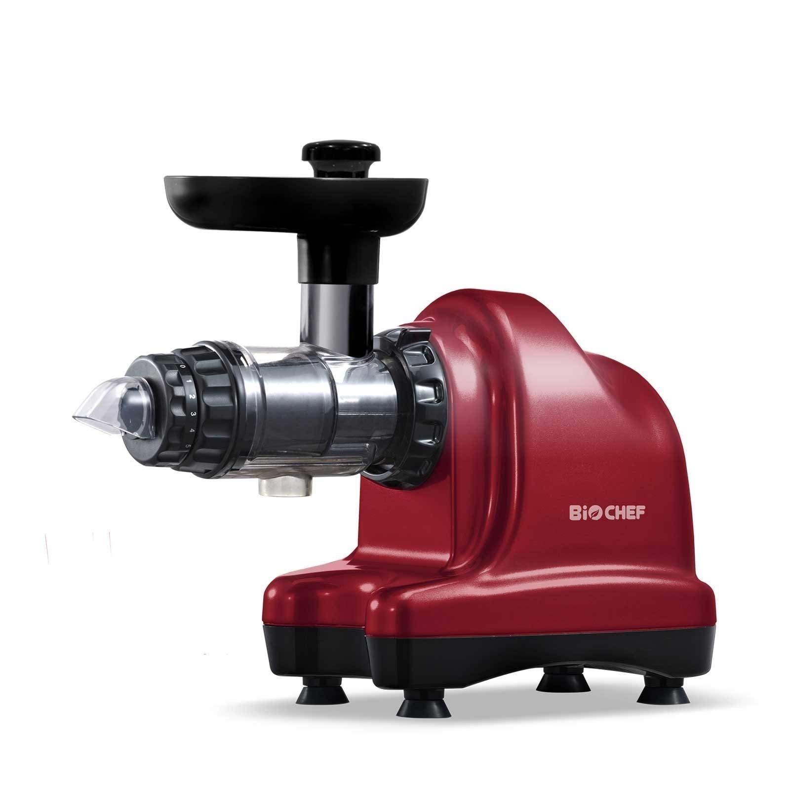 BioChef Axis Cold Press Juicer - Horizontal Slow Masticating Juicer for Wheatgrass, Fruits & Vegetables, 20-Year Warranty, Red - Perfect for Healthy Juicing at Home, Gym, or Office