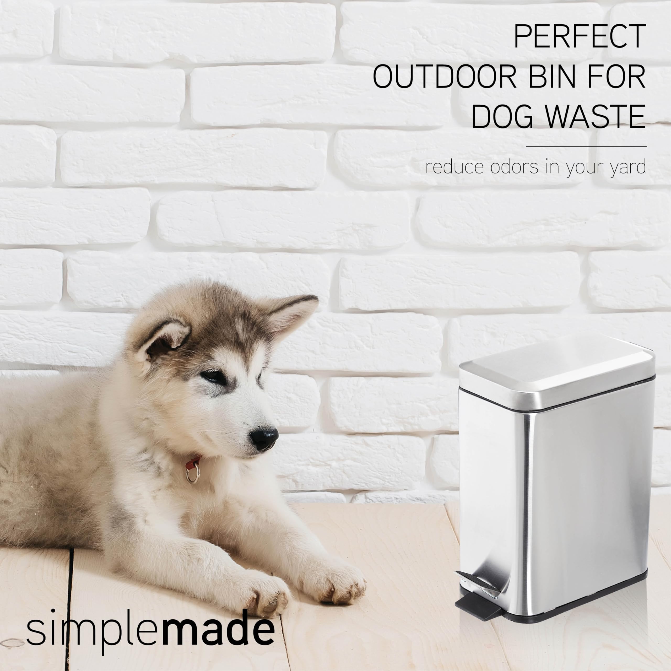 SIMPLEMADE 5L Round Step Trash Can with Lid - Stainless Steel Bathroom Waste Bin for Bathroom, Kitchen, Office - Small Metal Trash Can, Galvanized Steel Wastebasket (1.3 Gallon) - Perfect for Home, Dorm & Commercial Use
