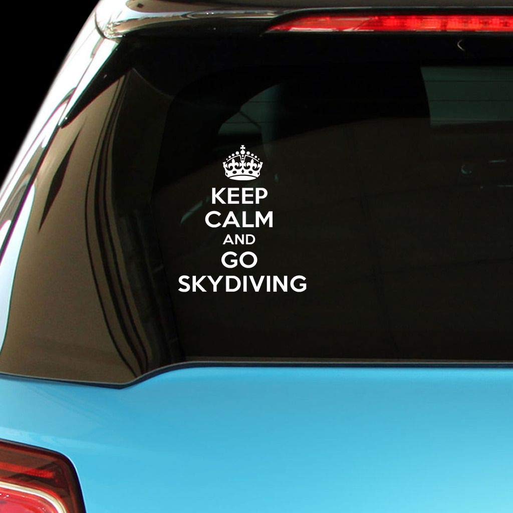 Keep Calm and Go Skydiving Vinyl Decal - Funny Car & Laptop Sticker for Adventure Lovers - Perfect for Vehicles, Walls, Laptops & Water Bottles