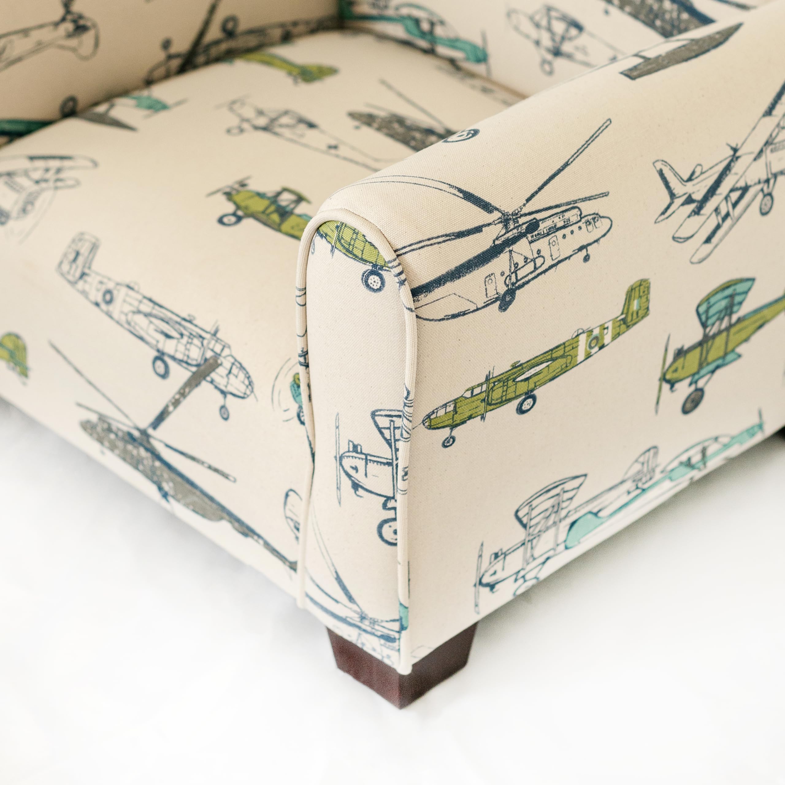 Personalized Kids Rocking Chair with Name - Airplane Print Upholstered Toddler Armchair, Comfortable & Custom Children's Furniture for Nursery, Bedroom or Playroom