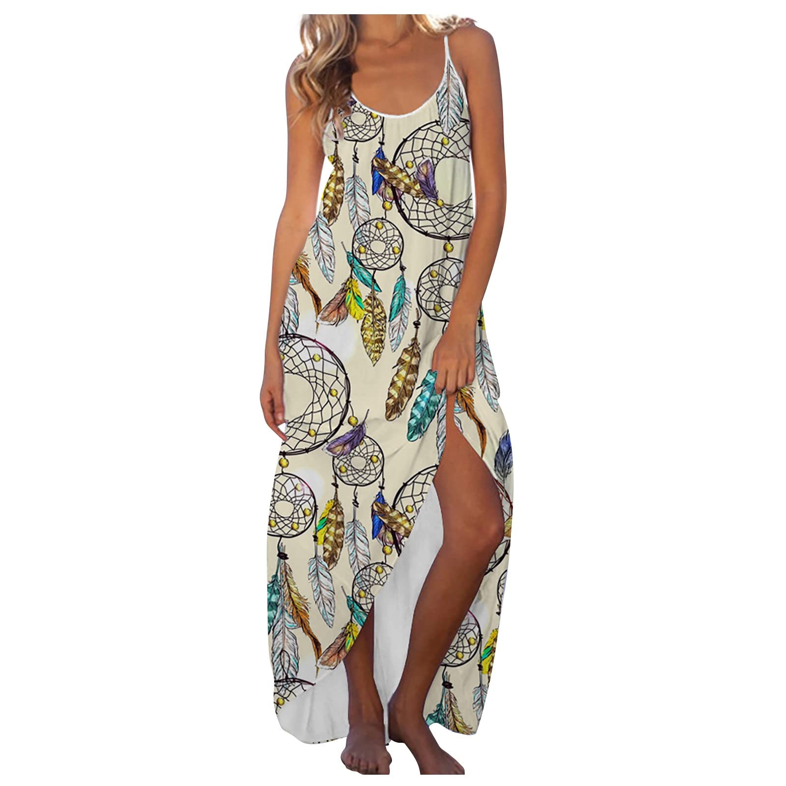 Fragarn Women's Casual Summer Sleeveless A-Line Sundress - Cute Cartoon Print Spaghetti Strap Beach Dress in Milk Silk Fabric | Perfect for Vacation, Pool Party, and Everyday Wear