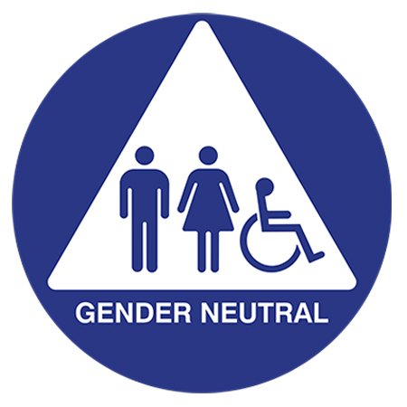 ADA Compliant Restroom Door Sign - Gender Neutral Bathroom Sign with ISA & Pictograms - 12x12 Inch White Triangle Sign - Perfect for Public Restrooms, Offices & ADA Accessible Facilities