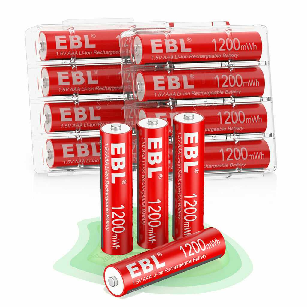 EBL 1.5V AAA Rechargeable Lithium Ion Batteries 1200mWh - Long Lasting Power for Cameras, Flashlights, Toys & Electronic Devices