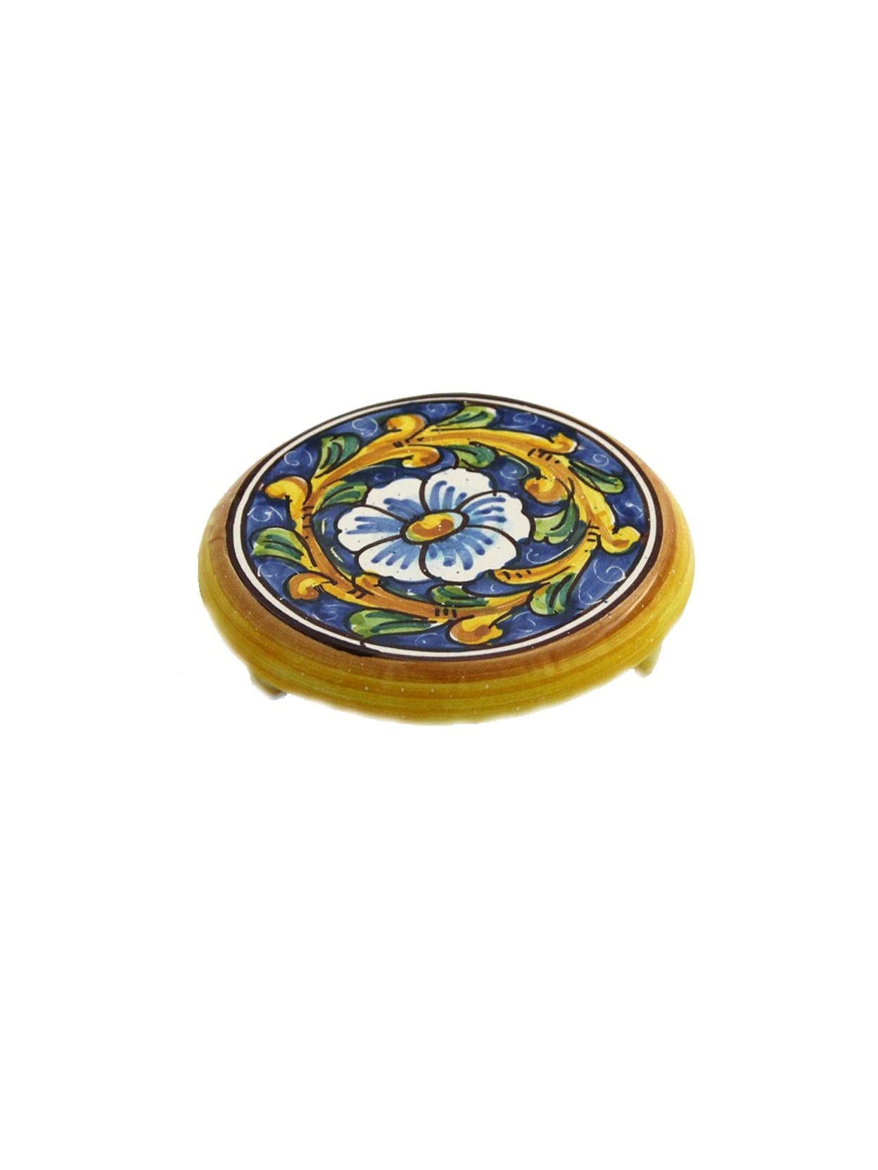 Handmade Sicilian Ceramic Coffee Maker Stand - Baroque Style Artisan Decor from Santo Stefano di Camastra | Perfect for Espresso Machines & Kitchen Counter Display