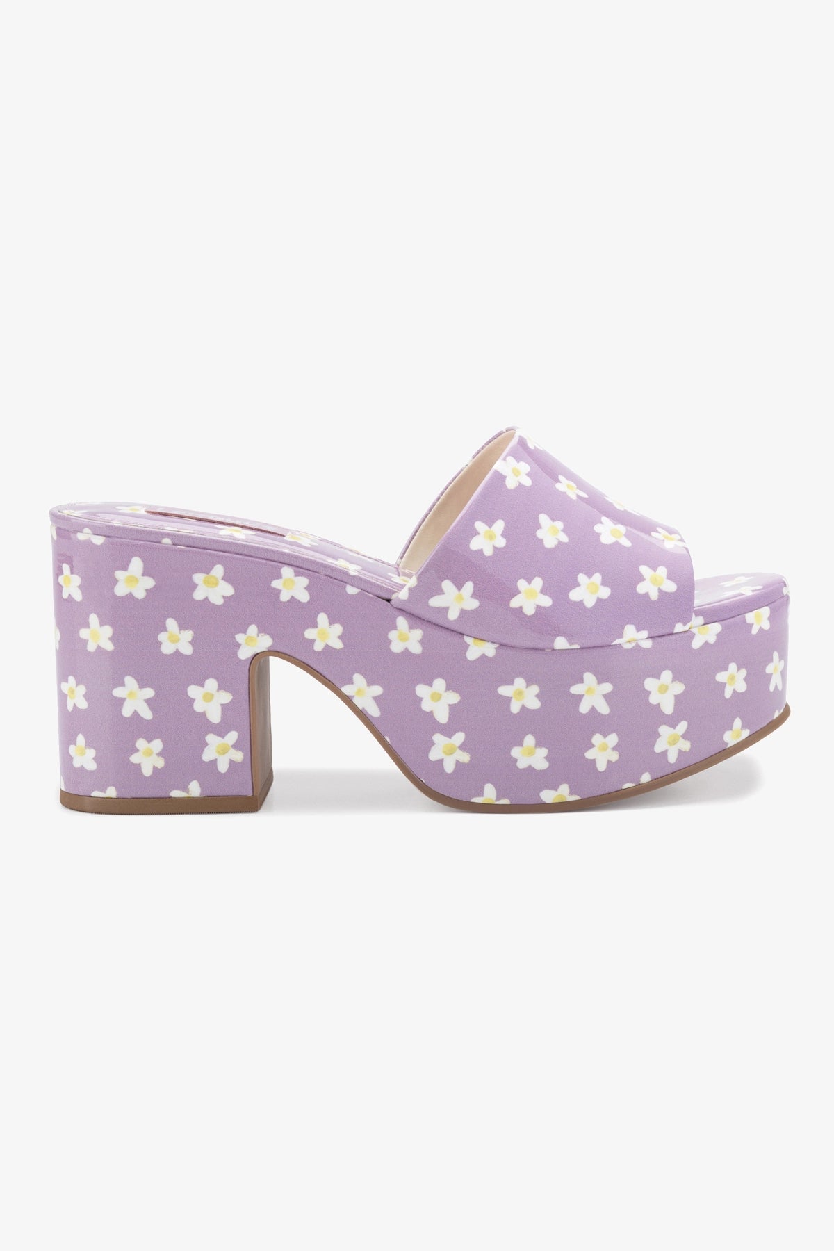 Women's Miso Platform Sandals in Lavender Floral Patent Leather - Comfortable Summer Wedge Sandals for Beach, Vacation & Casual Outfits
