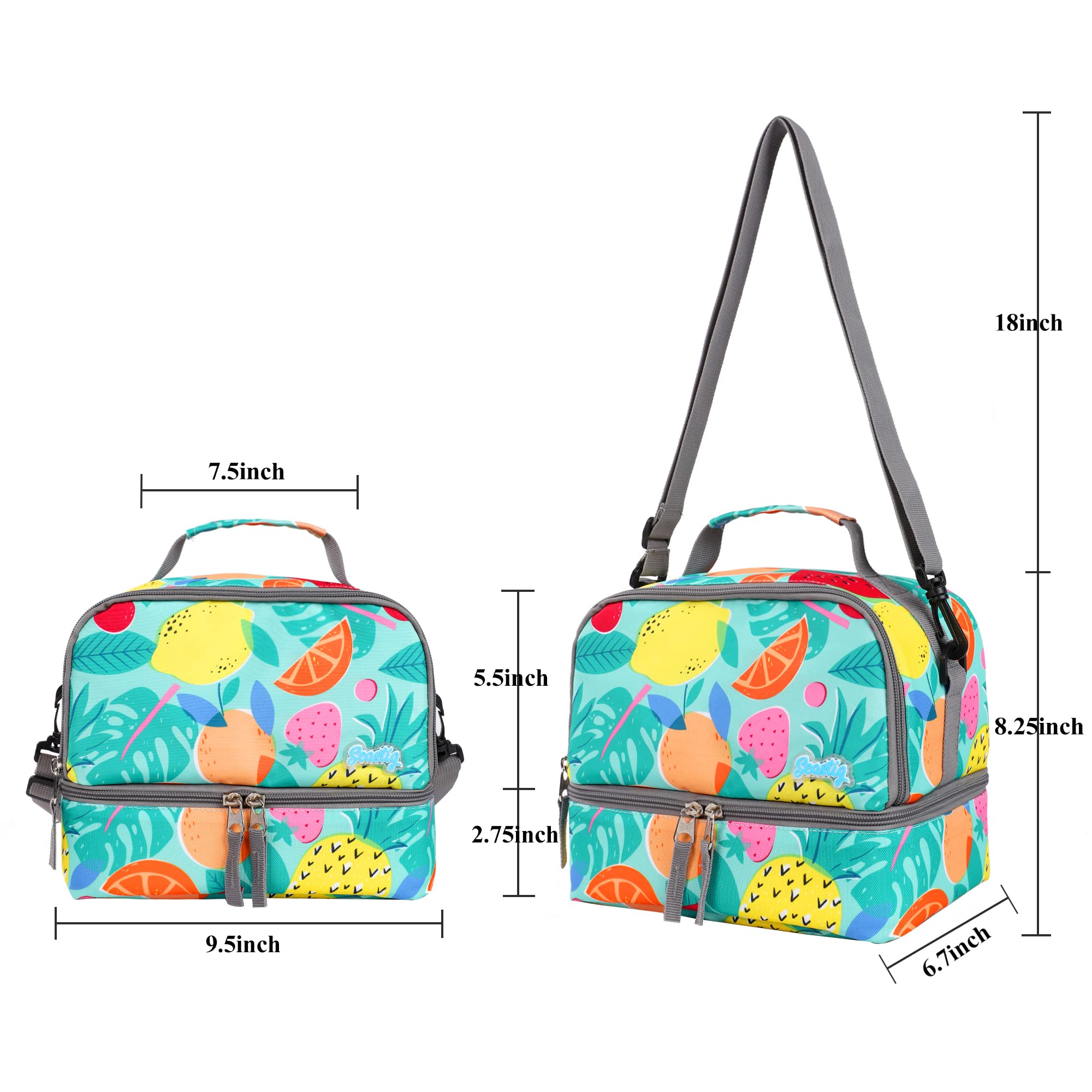 Seastig 18 Inch Rolling Backpack for Kids - Double Handle Wheeled Backpack with Detachable Lunch Bag Set | School, Travel & Daily Use Backpack for Boys & Girls