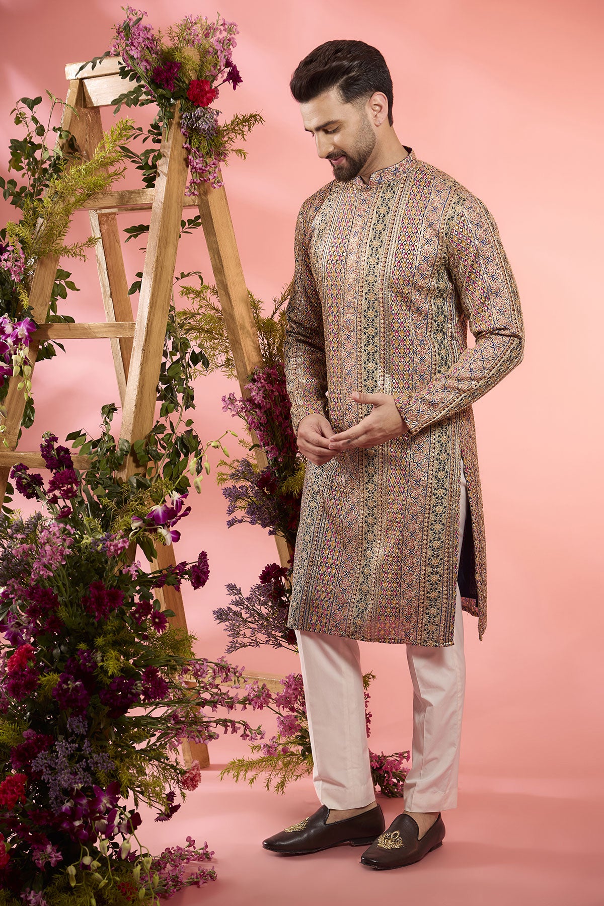 Stylish Multi-Colored Georgette Zari Work Kurta for Women | Elegant Embroidered Indian Tunic Top | Perfect for Festivals, Weddings & Casual Wear