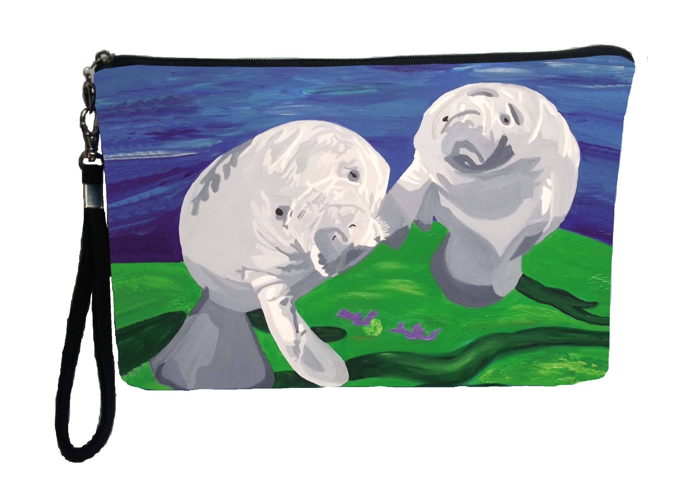 Vegan Wristlet Pouch - Large Nylon Clutch Bag for Pencils, Cosmetics & Essentials | Cute Charm Design | Perfect for School, Travel & Everyday Use