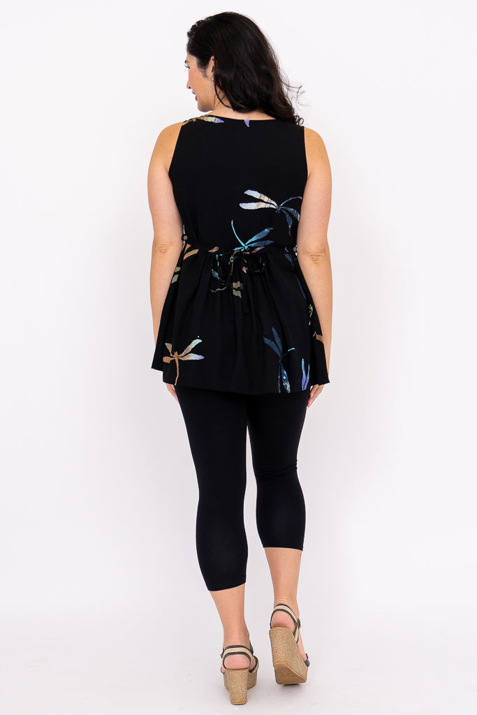 Cleo Top Women's Fashion Blouse | Dragonfly Glow Print Elegant Shirt for Casual Wear & Summer Outfits