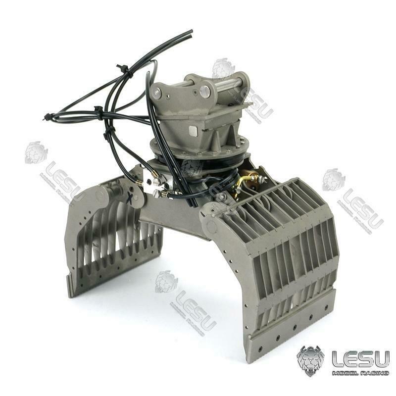 1/14 Scale Metal Rake Bucket with Three-Section Arm Grab Fork for LESU AC360 PC360 ET30H ET26L RC Hydraulic Excavator Model - Perfect for Construction Site Dioramas, RC Excavator Upgrades & Heavy Equipment Collectors