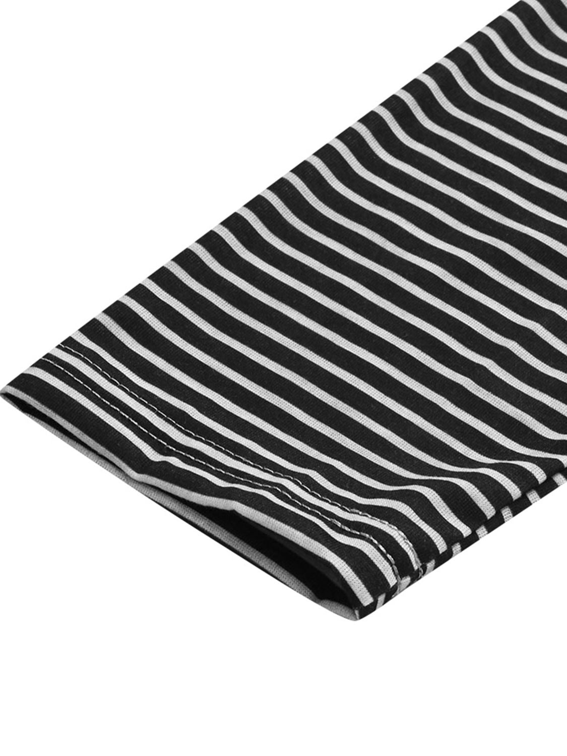 Men's Full Size Striped Quarter Button Long Sleeve T-Shirt - Casual Comfort Wear for Everyday Outfits & Layering