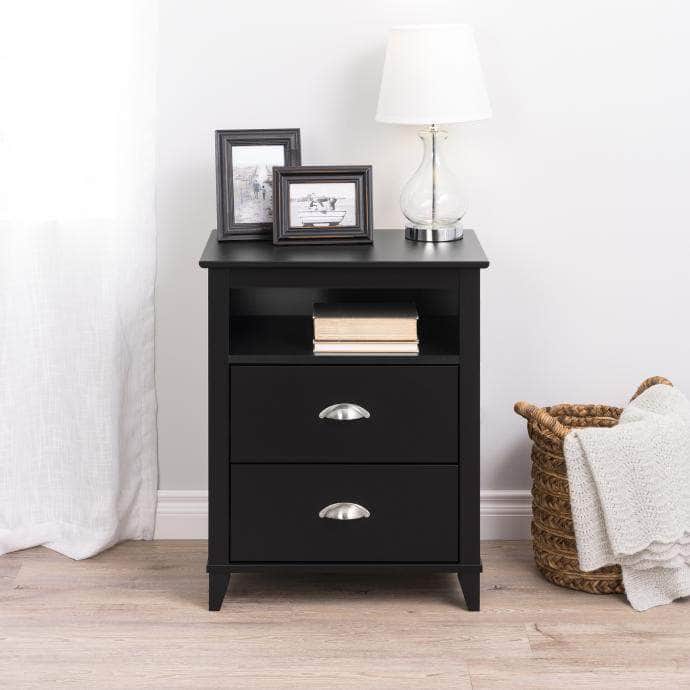 Yaletown 2-Drawer Tall Nightstand - Modern Bedside Table with Storage | Multiple Finish Options | Perfect for Small Bedrooms & Studio Apartments