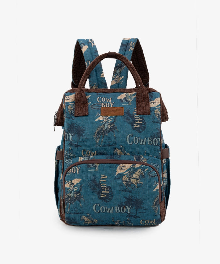 Wrangler Cowboy Print Diaper Bag - Stylish Baby Essentials Organizer for Travel, Outings & Parenting | Western-Themed Diaper Backpack for Moms & Dads