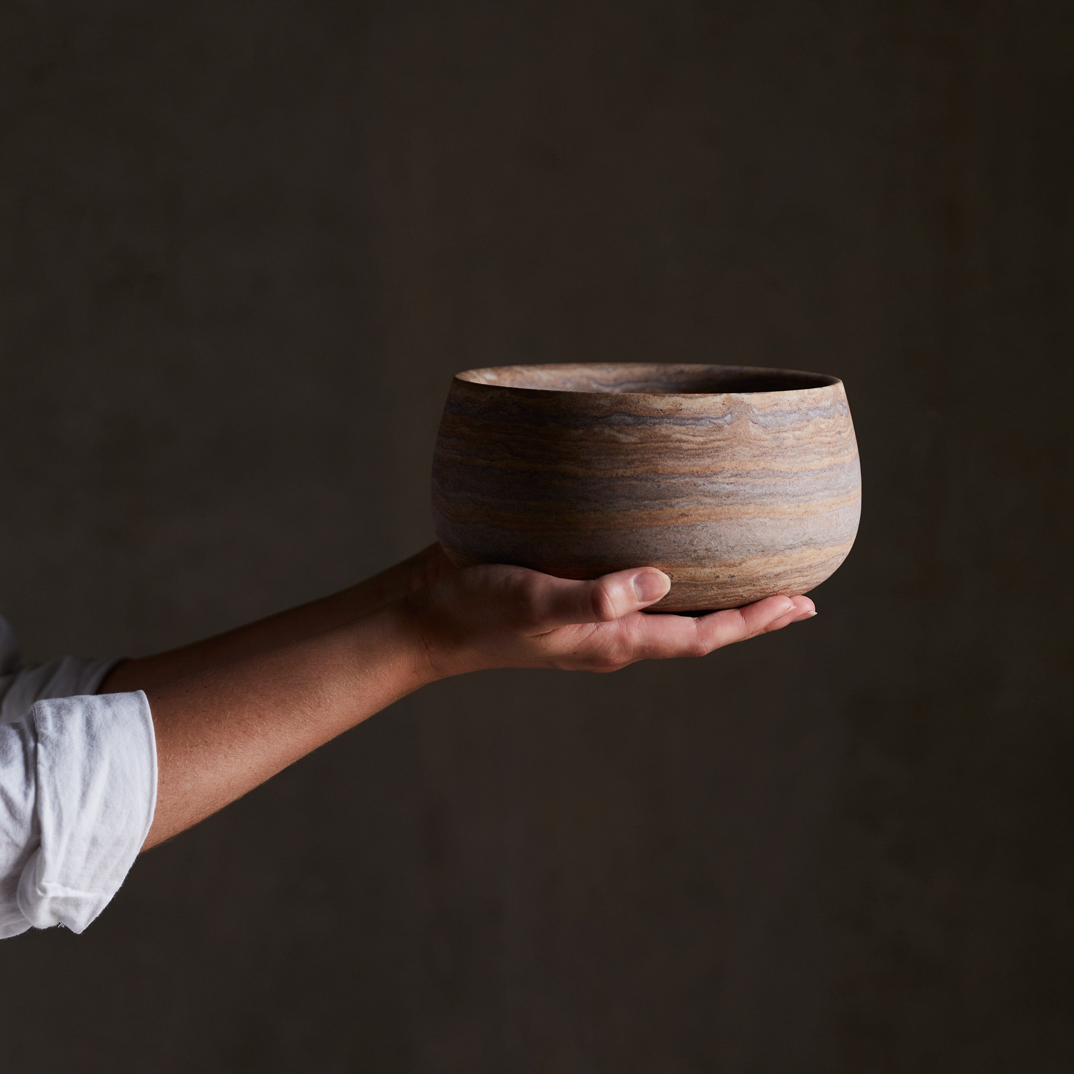 Eshana Sandstone Bowl - Handcrafted Natural Stone Bowl for Home Decor, Kitchen & Dining | Perfect for Serving, Display, and Meditation Spaces