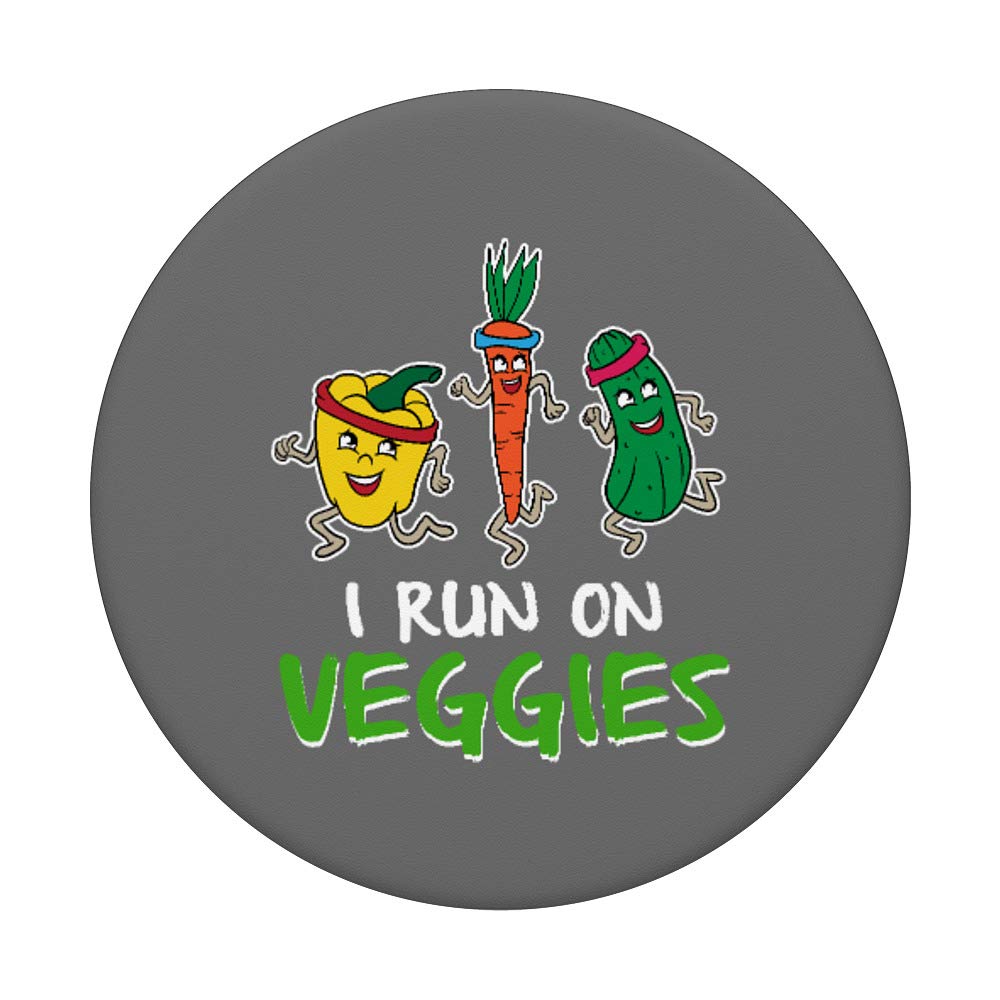 Vegan Running Gifts - I Run Veggies PopSockets Swappable Phone Grip for Runners & Athletes - Perfect for Marathon Training, 5K Races & Active Lifestyles