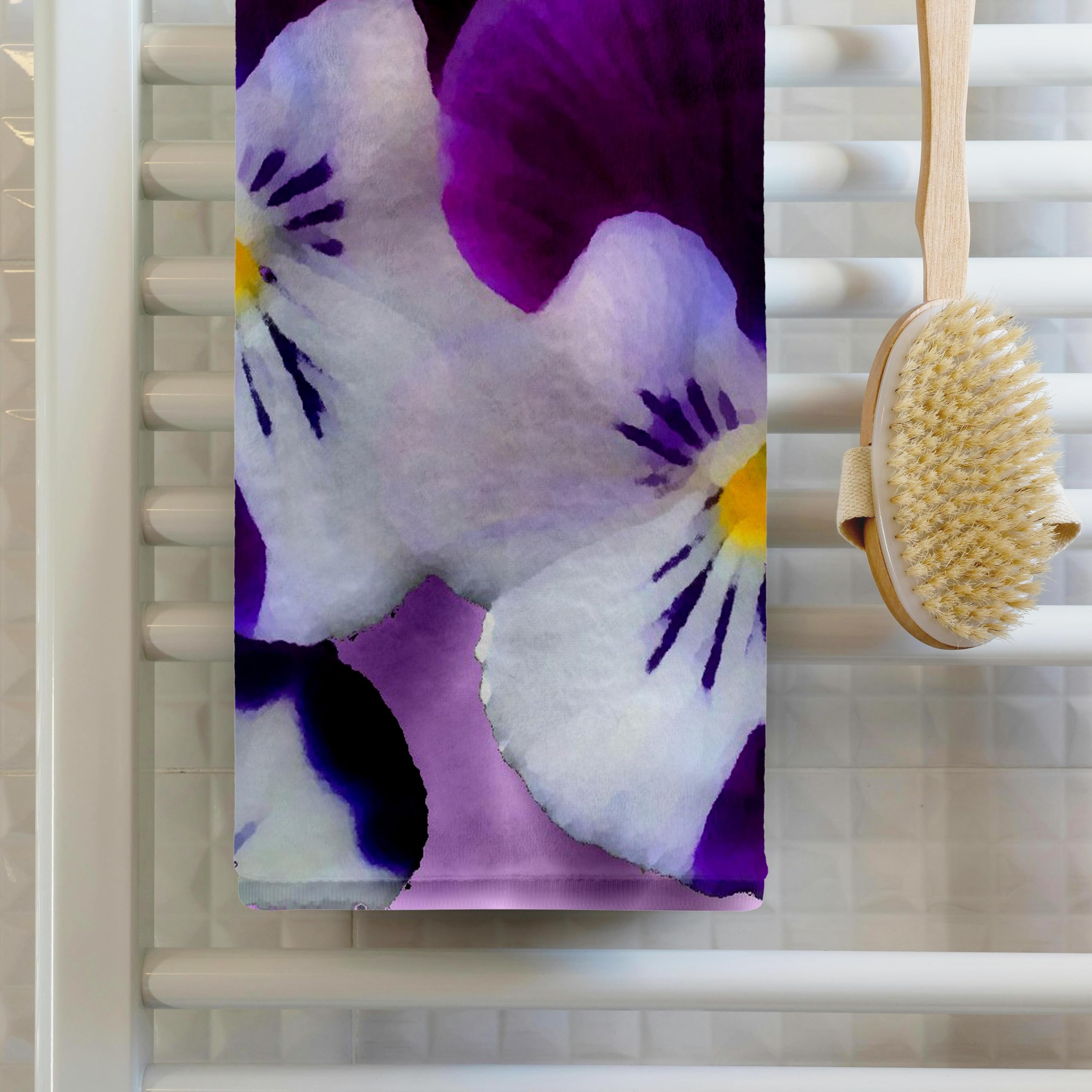 3D Rose Passionate Pansies Hand Towel 15x22 Inches - Soft Absorbent Kitchen & Bath Towel for Home Decor, Guest Bathroom, and Spa Use