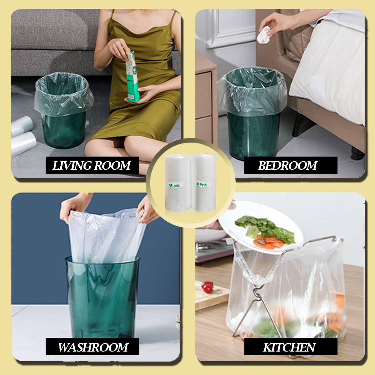 4 Gallon Small Trash Bags (110 Count) - Clear Unscented Waste Basket Liners for Bathroom, Kitchen & Bedroom | Fits 5 Gallon/15L Cans - Perfect for Home, Office & Dorm Use