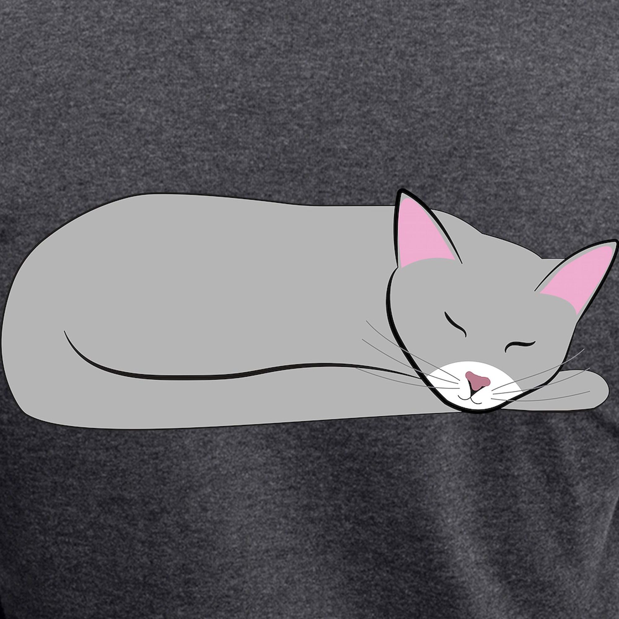 Sleeping Cat Women's Lightweight Pajama Set - Charcoal Grey Novelty Sleepwear for Women | Cozy Lounge & Sleepwear for Relaxing Evenings
