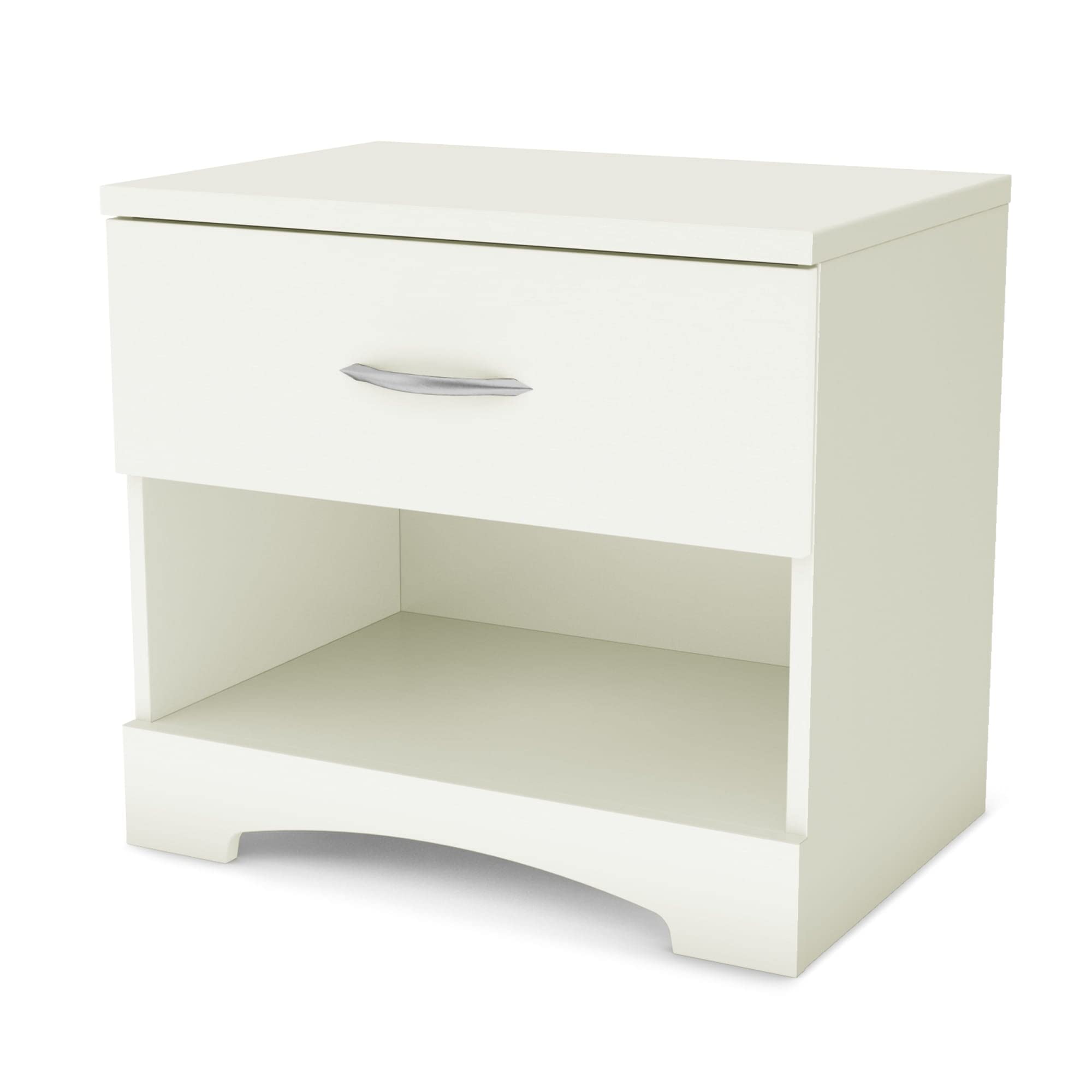 South Shore Step One 1-Drawer Nightstand, Pure White - Modern Bedside Table for Small Spaces, Perfect for Bedrooms, Dorms & Apartments - Sturdy Wood Construction with Smooth Gliding Drawer