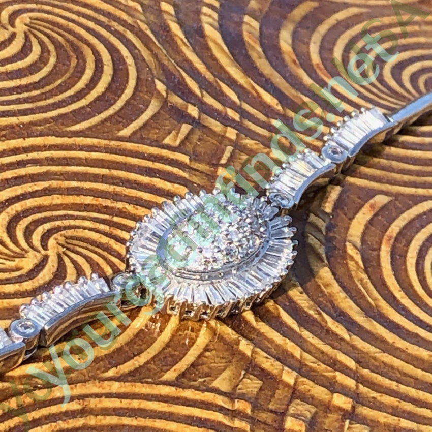 Elegant Sterling Silver Cocktail Bracelet with Sunburst Cubic Zirconia - Perfect for Evening Parties & Special Occasions