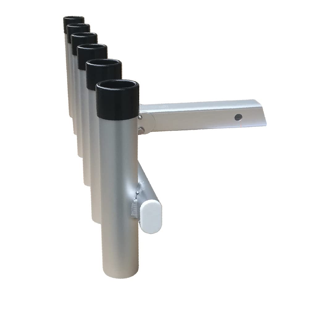 Brocraft Hitch Mount 6 Pole Fishing Rod Holder - Heavy Duty Truck Rod Rack for Pickup & SUV - Perfect for Beach, Lake & River Fishing Adventures