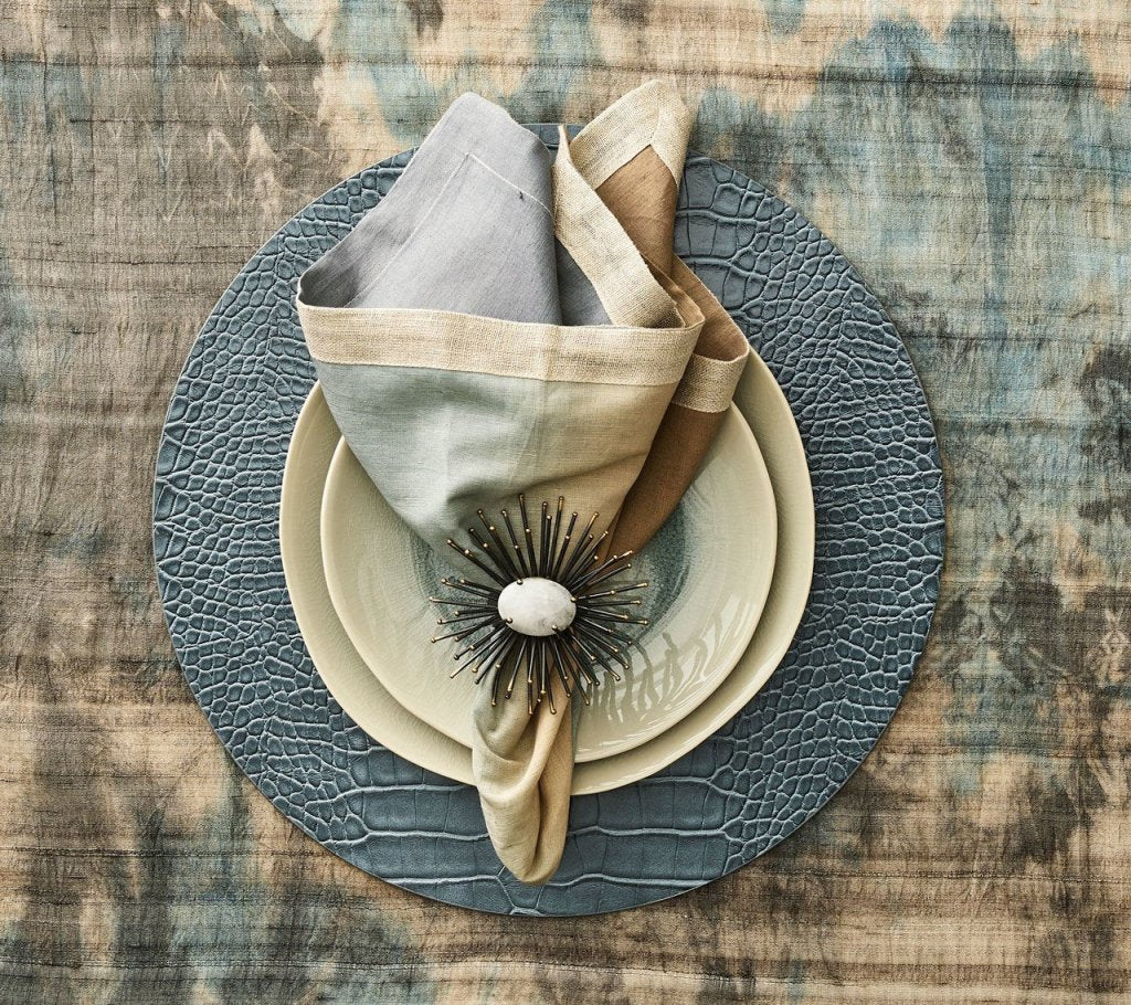 Premium Dark Brown Crocodile Embossed Placemats Set of 4 - Waterproof & Heat-Resistant Table Mats for Dining Room, Kitchen, and Outdoor Entertaining
