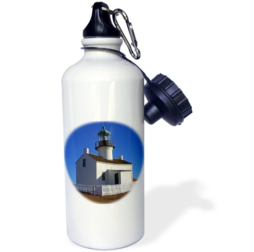 3D Rose Point Loma Lighthouse Insulated Stainless Steel Water Bottle - 21 oz, White - Leakproof & BPA-Free for Hiking, Gym & Outdoor Activities