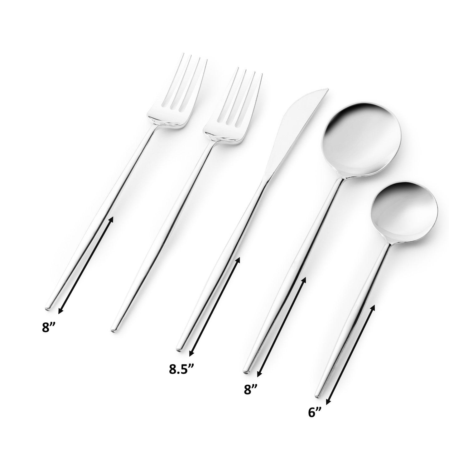 Premium Shiny Silver Flatware Set - 40-Piece Stainless Steel Cutlery Set for 8 People - Elegant Dining Utensils for Formal Dinners, Weddings & Special Occasions