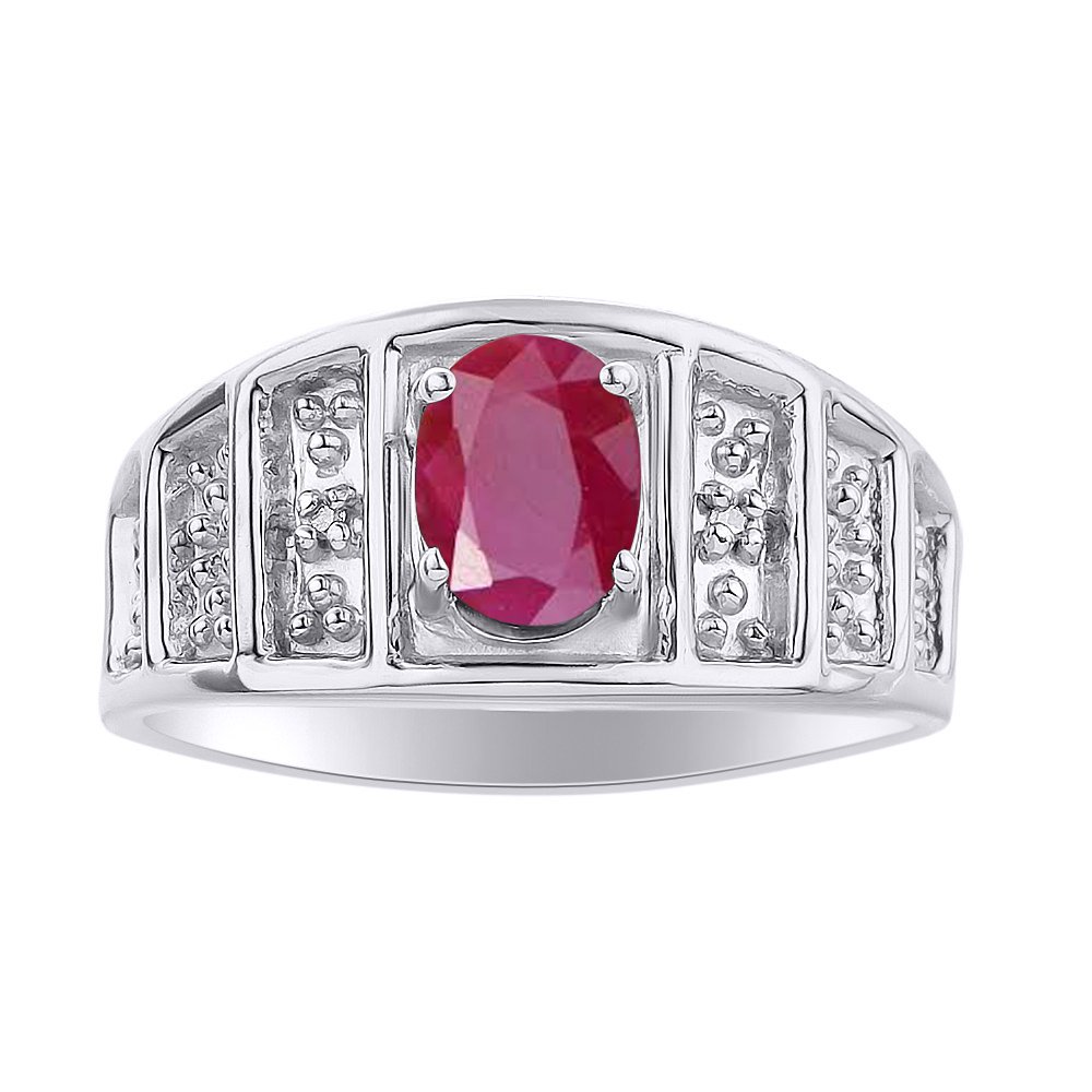 Sterling Silver Diamond & Ruby Ring Set - Color Stone Birthstone Jewelry for Women, Perfect for Gifts, Anniversaries, and Special Occasions