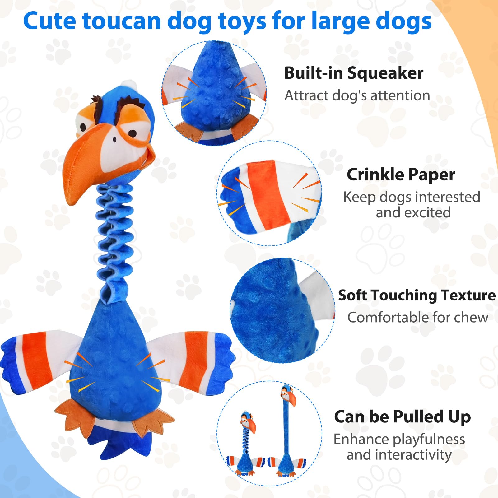 Durable Squeaky Dog Toys for Large Dogs - Tough Chew & Tug of War Play