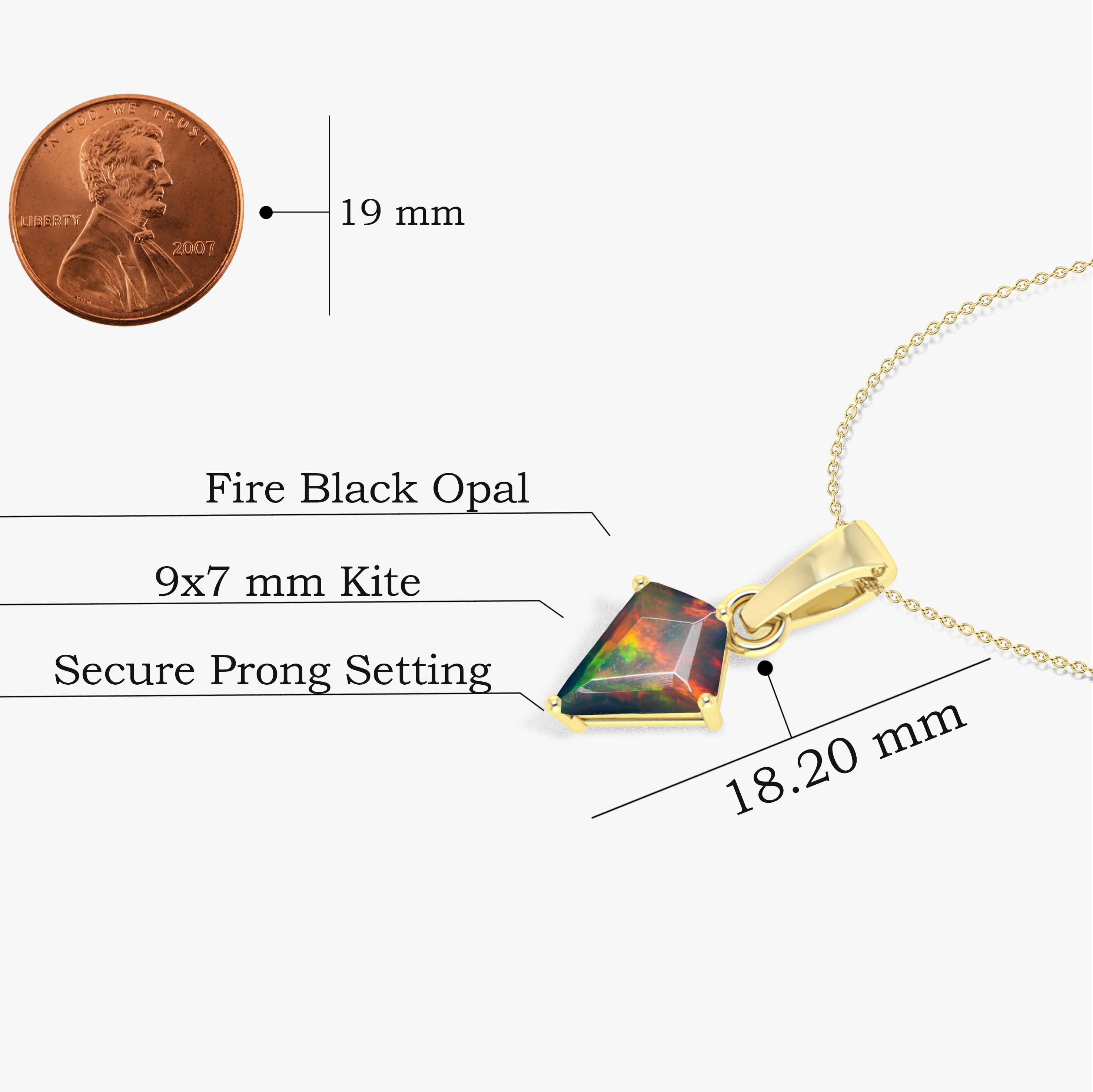 Black Opal Kite Gemstone Pendant Necklace - Elegant Handmade Jewelry for Women - Perfect for Weddings, Parties & Special Occasions