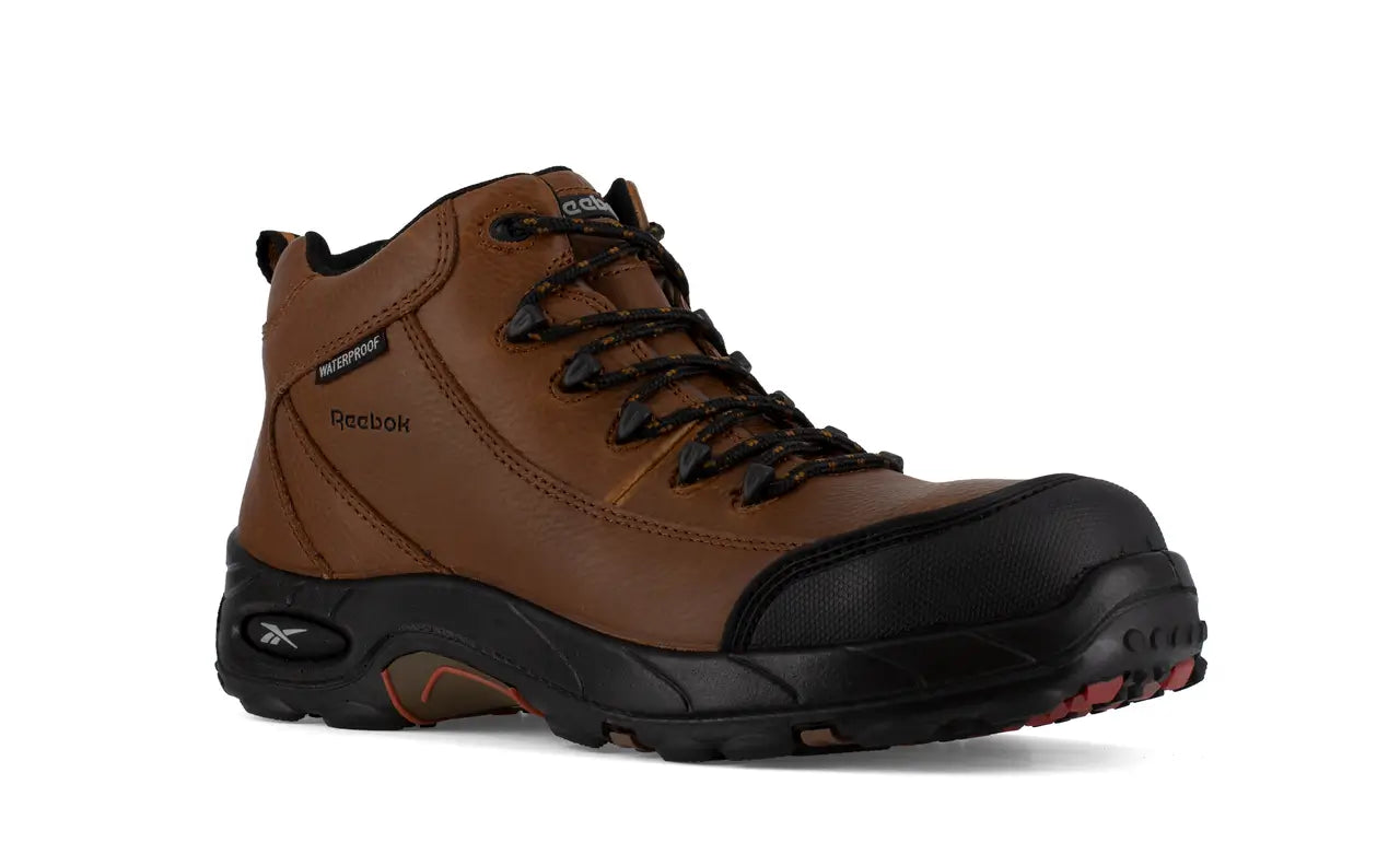 Tiahawk Composite Toe Work Boots for Men - Brown Safety Shoes with Slip Resistant & Electrical Hazard Protection - Ideal for Construction, Warehouse & Outdoor Work