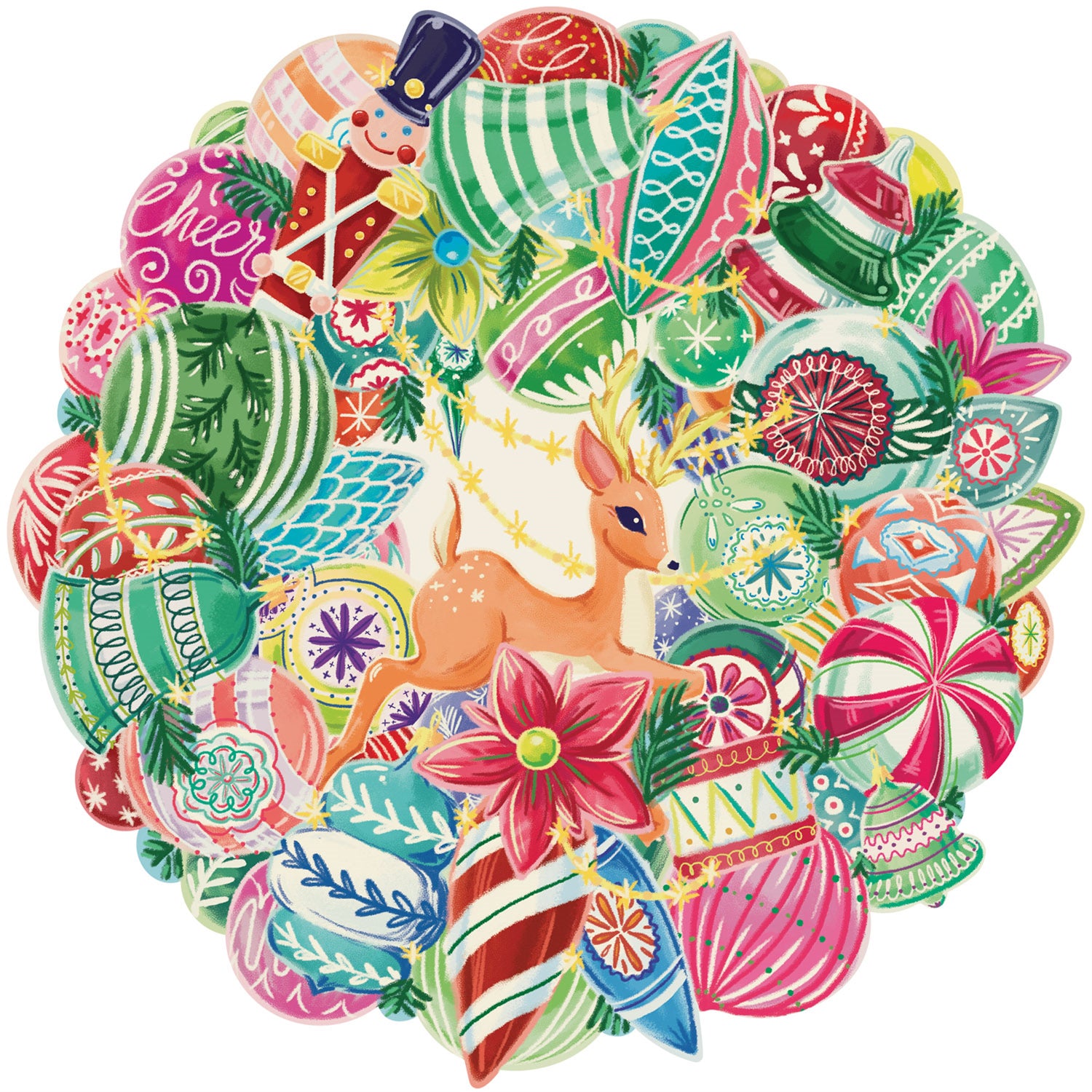 Christmas Die-Cut Wreath Placemat - Holiday Table Decor for Dining, Parties & Festive Home Decor