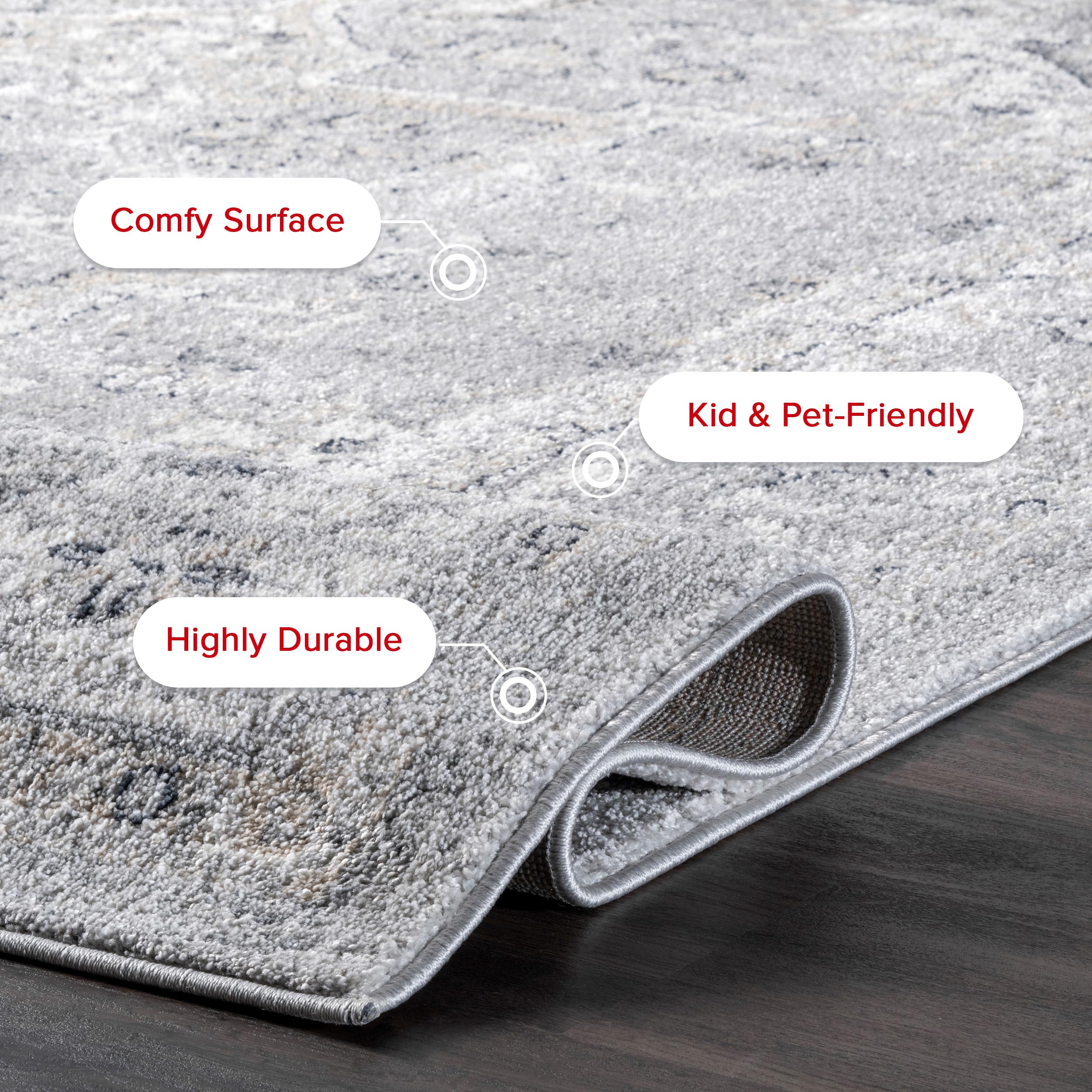 nuLOOM Gena Medallion 13x15 Area Rug - Soft Light Grey/Ivory Modern Medallion Pattern - Perfect for Living Room, Bedroom, Dining Room & Kitchen Decor - Adds Elegance to Any Home Interior