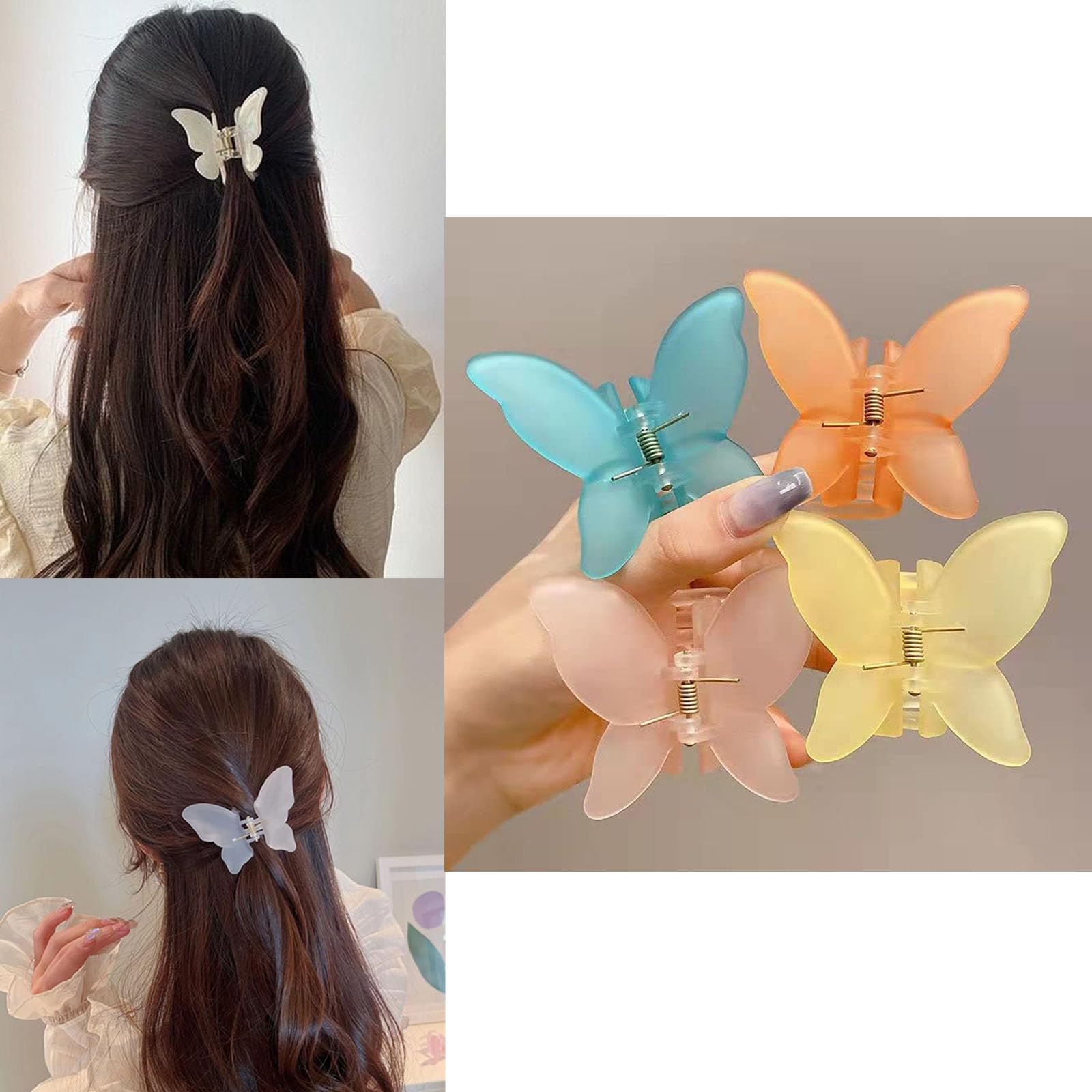 ROJDEAL Butterfly Hair Clips for Women - 4 Pack Large Claw Clips for Thick Long Hair - Stylish Hair Accessories for Ponytail, Bun & Updo Hairstyles - Perfect for Work, Party & Everyday Use