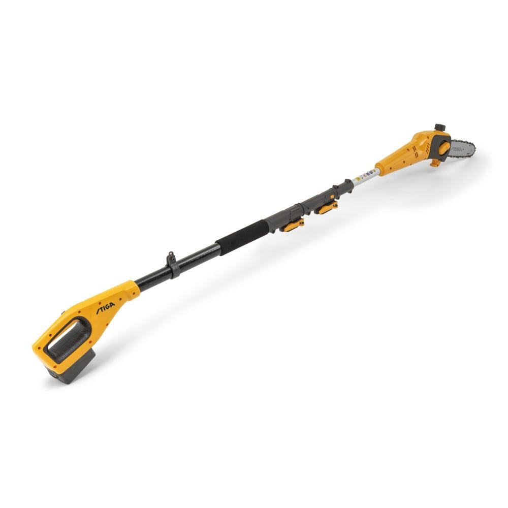 STIGA MT 100e Cordless Telescopic Hedge Trimmer & Tree Pruner Kit with Battery & Charger - Yellow/Gray/Black - Professional Gardening Tool for High Branches & Tall Hedges - Perfect for Landscaping, Yard Maintenance & Garden Care