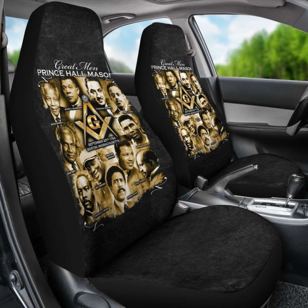 Premium African Print Car Seat Covers - Prince Hall Freemasonry Design (105905) | Stylish & Durable for SUVs, Sedans & Trucks | Perfect for Road Trips, Commuting & Car Enthusiasts