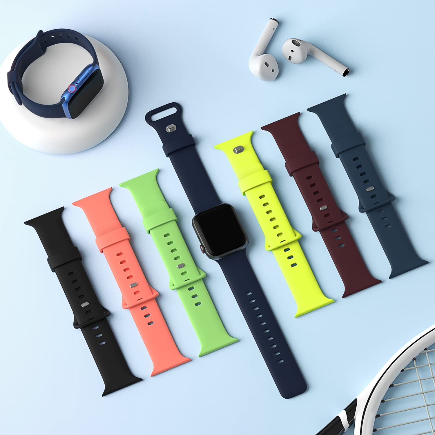 AOTUAO Soft Silicone Sport Band for Apple Watch 38mm 40mm 41mm - Compatible with Series 9/8/7/6/5/4/3/2/1/SE - Durable Sweatproof Watch Strap for Women & Men - Perfect for Running, Gym Workouts & Daily Wear (Dark Blue)