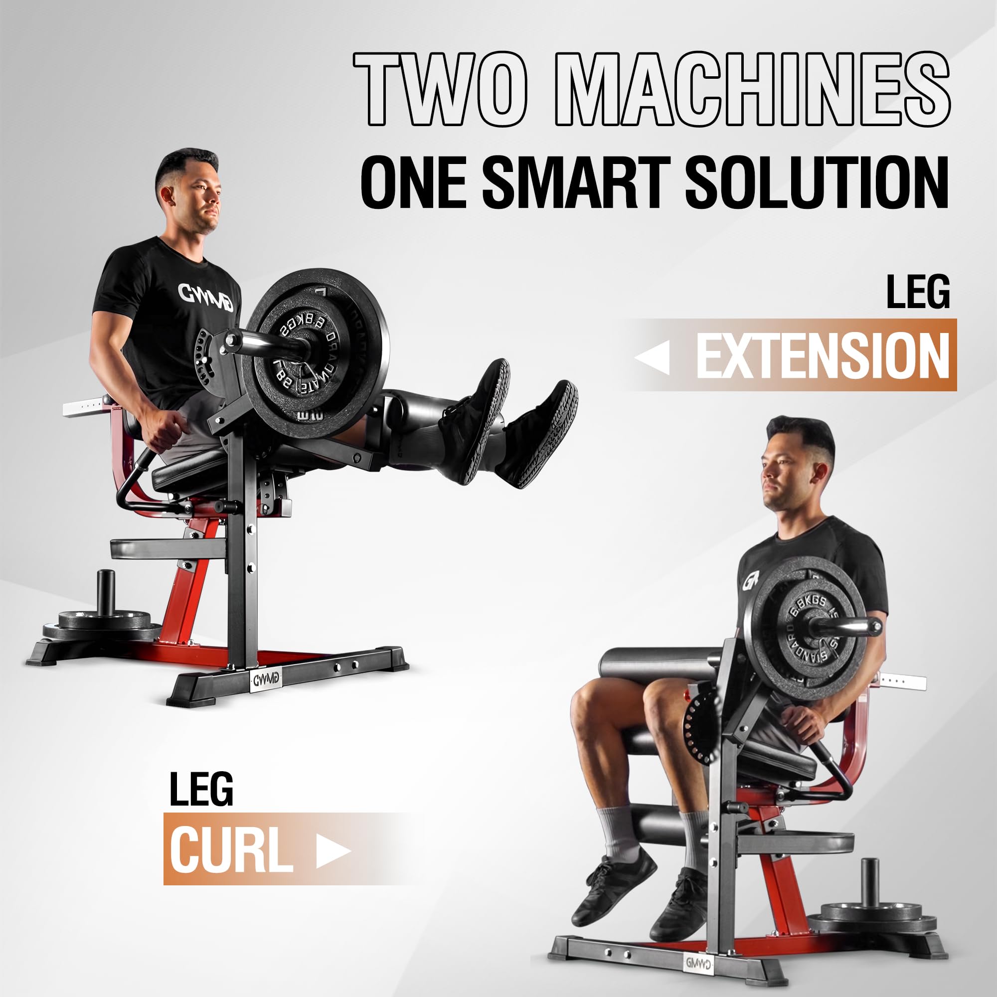 GMWD Leg Extension and Curl Machine - Adjustable Plate Loaded Leg Exercise Bench for Thigh Workouts | Home Gym Equipment for Lower Body Strength Training | Perfect for Home Fitness, Leg Muscle Building & Rehabilitation Exercises