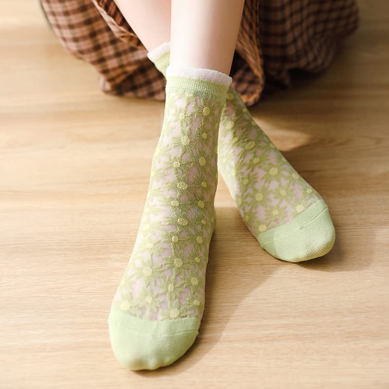 Violet Mist Women's Sheer Mesh Socks - Transparent Nylon Socks for Summer & Fashion