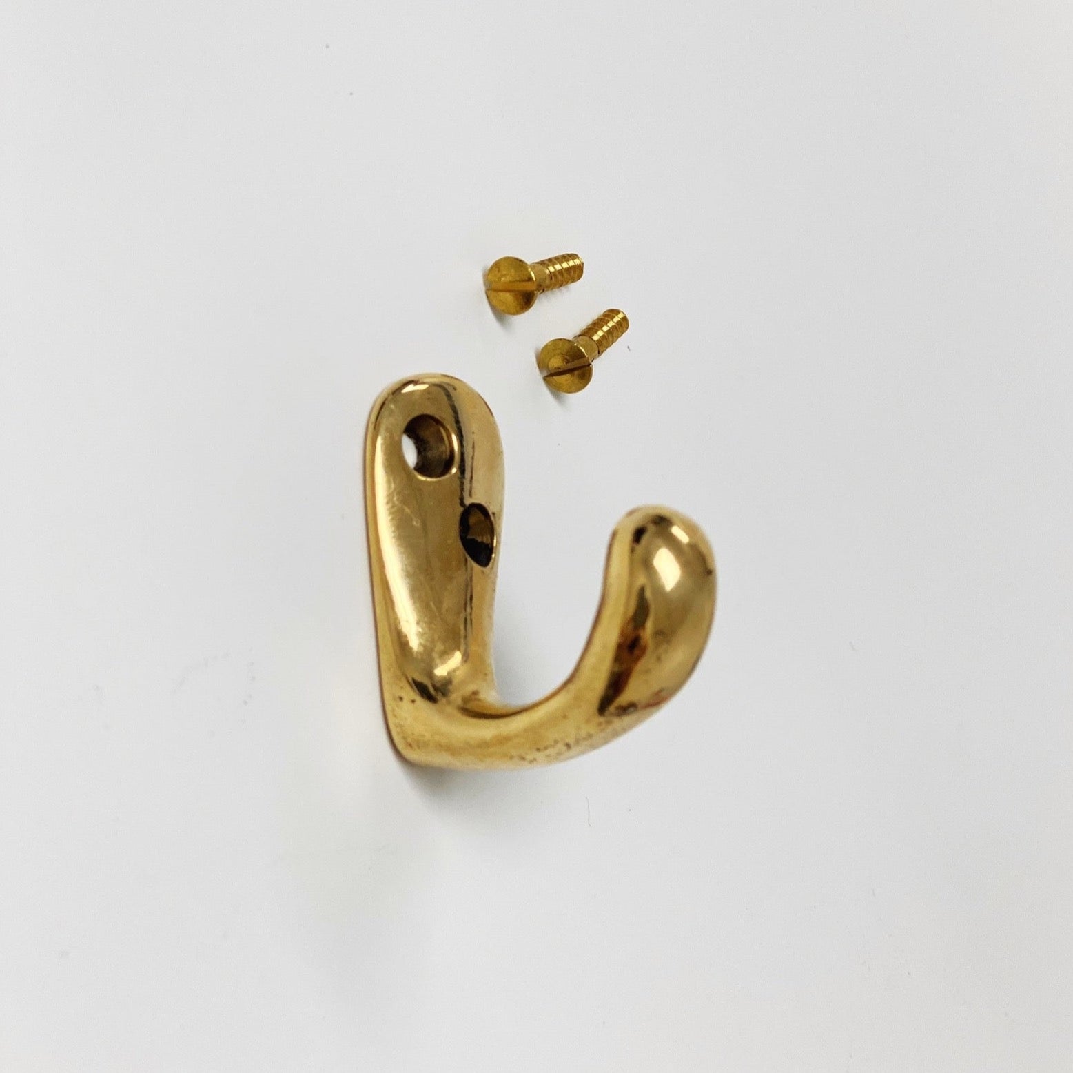 Vintage Unlacquered Brass Wall Hook - Louis XVI Style Coat & Hat Hanger for Entryway, Bedroom, or Bathroom Organization